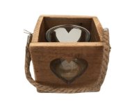 Lucerna dřevěná s výřezem srdce12x13x14c